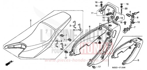 SIEGE/MOULURE DE SIEGE (CB600F2/F22) CB600F22 de 2002